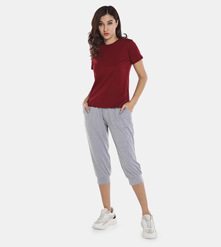 Buy R B Solid Mid Calf Drawstring Joggers In Grey 6thStreet
