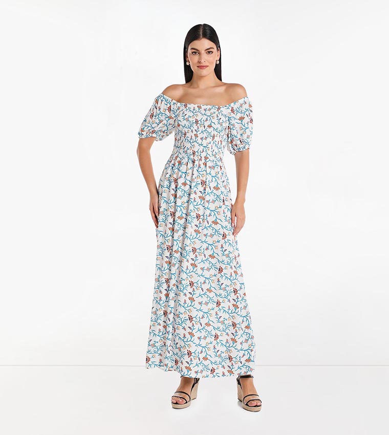 Off the shoulder maxi dress casual store