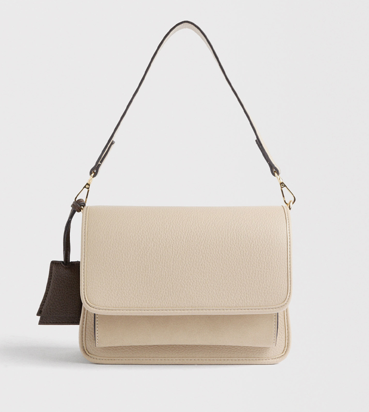 Textured Flap Shoulder Bag