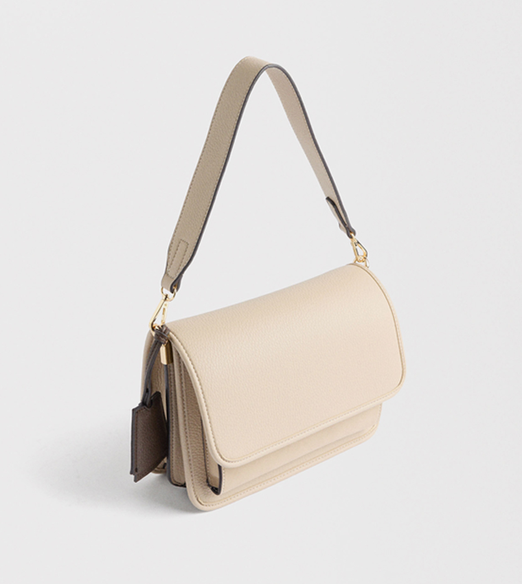 Textured Flap Shoulder Bag