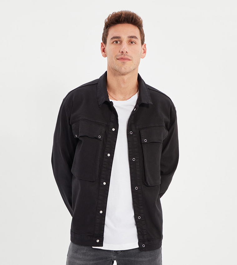 Big black 2025 denim jacket