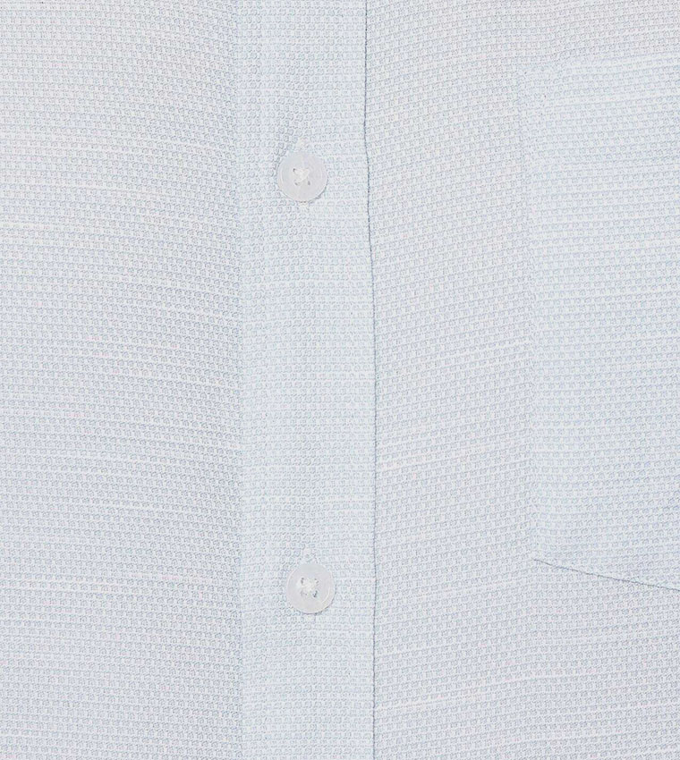 Textured Shirt with Button-Down Collar and Short Sleeves