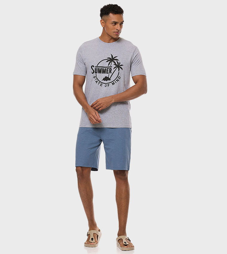 Solid Lounge Shorts with Elastic Waist