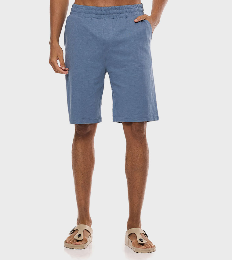 Solid Lounge Shorts with Elastic Waist
