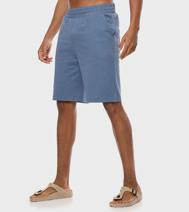 Solid Lounge Shorts with Elastic Waist