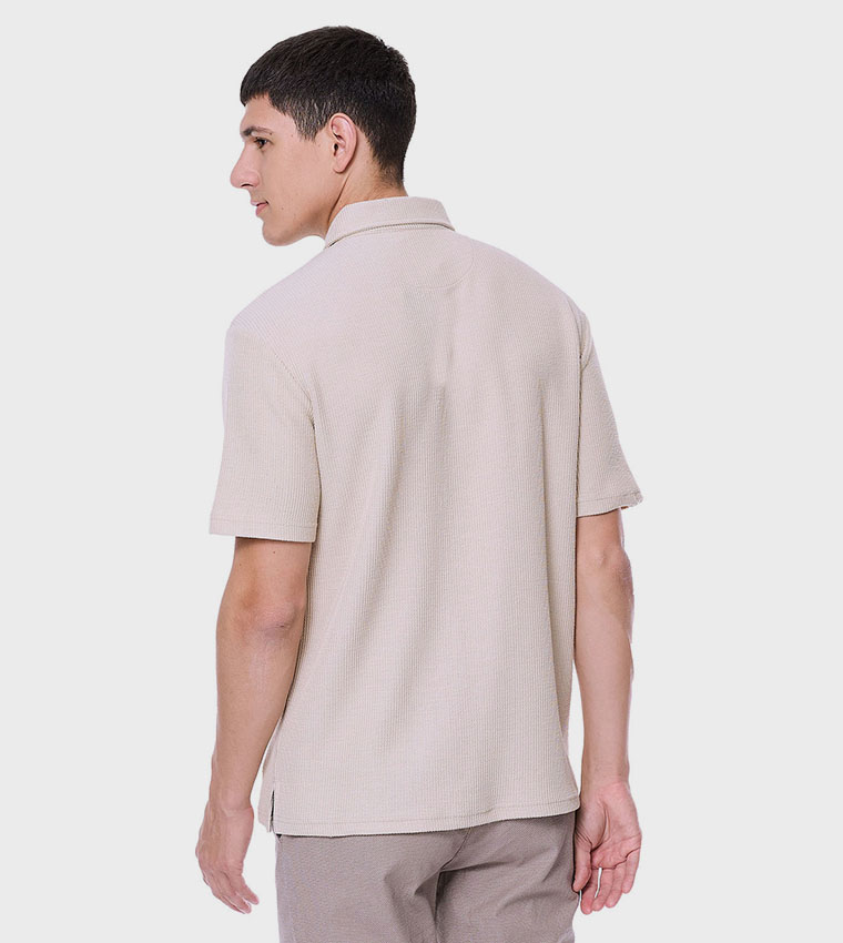 Textured Polo T-Shirt with Short Sleeves
