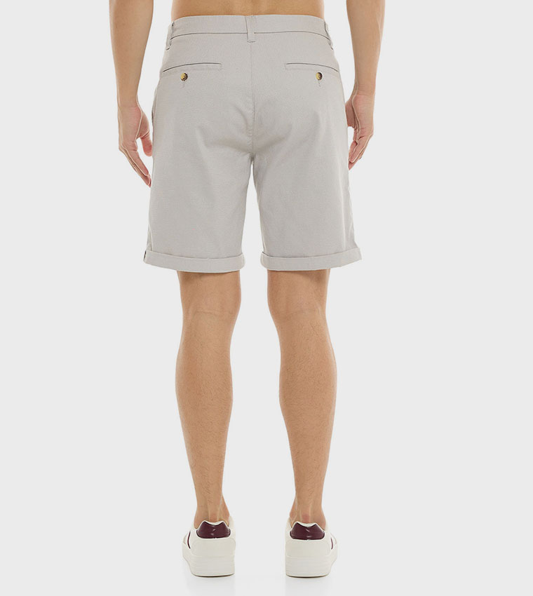 Textured Shorts with Button Closure