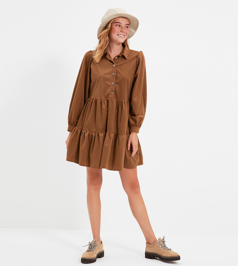 Buy Trendyol Velvet Dress In Khaki 6thStreet Bahrain
