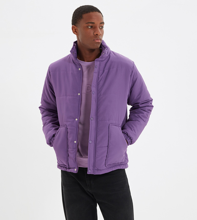 Buy Trendyol Snap Closure Coat In Purple 6thStreet Bahrain