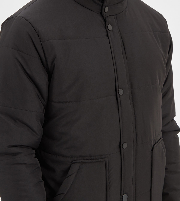 Quilted Snap Closure Puffer Jacket