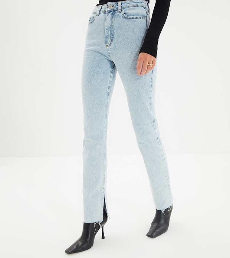 Slit High Waist Slim Flare Jeans