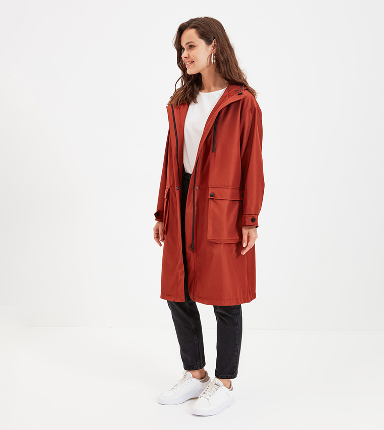 Orange store long coat