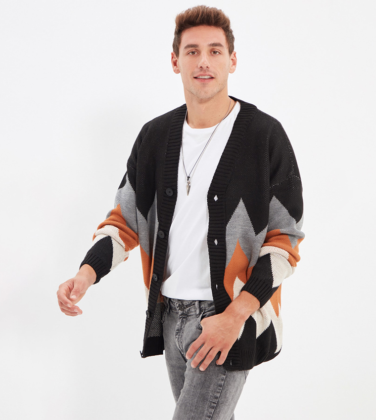 Buy Trendyol Oversize Oversized Multicolored Cardigan In Black 6thStreet Oman