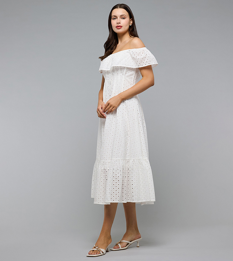 فستان ميدي أوف شولدر 