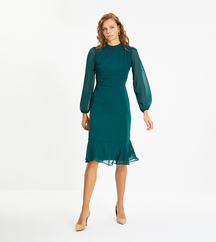 Blue hot sale green dress