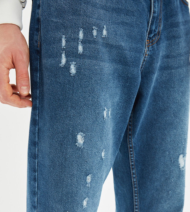 Jean Rake Buy Trendyol Essential Crop Rake Destroyed Jeans In Blue | 6thStreet ...