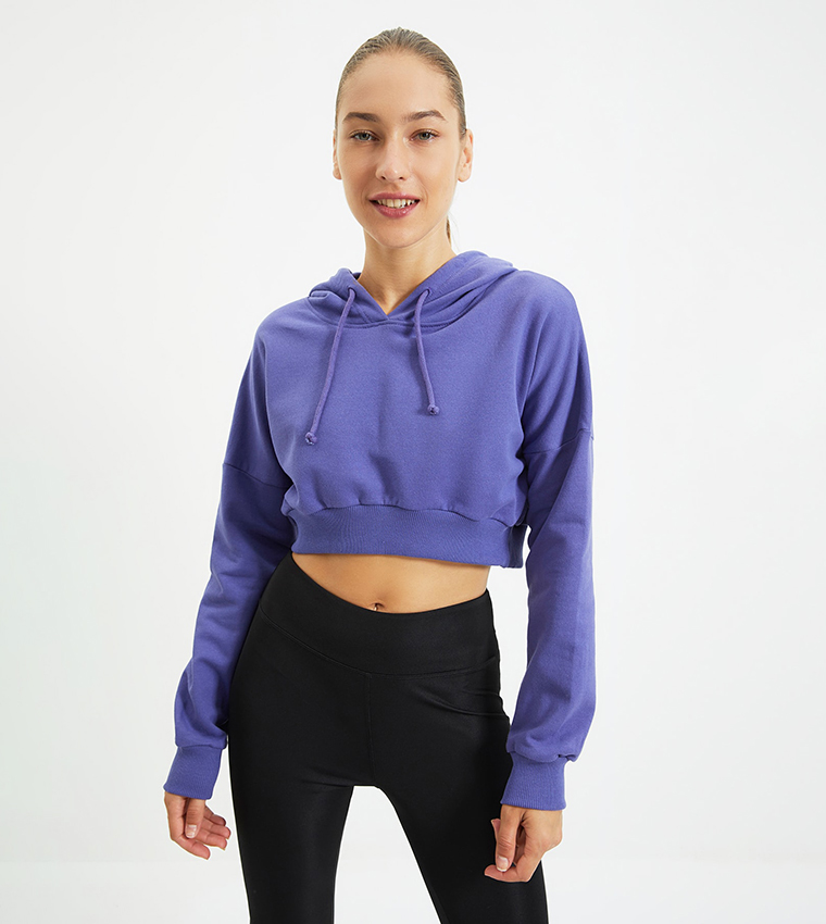 Purple online cropped sweatshirt