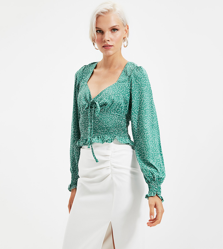Smocked flounce top online