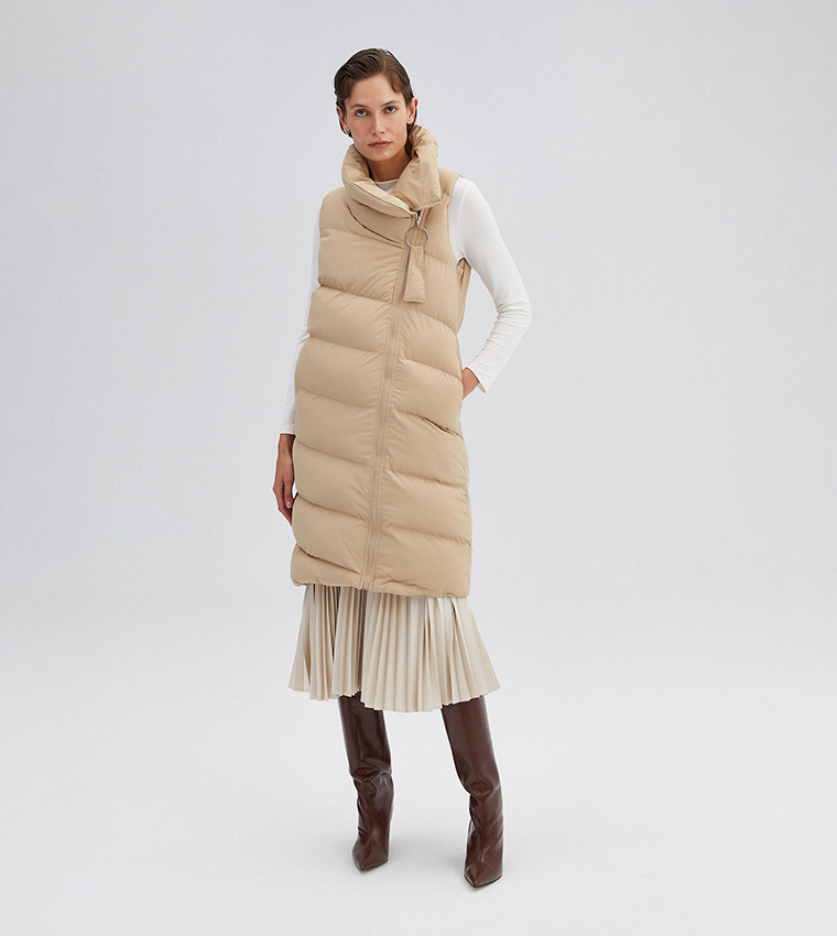 Mock Neck Puffer Vest Jacket