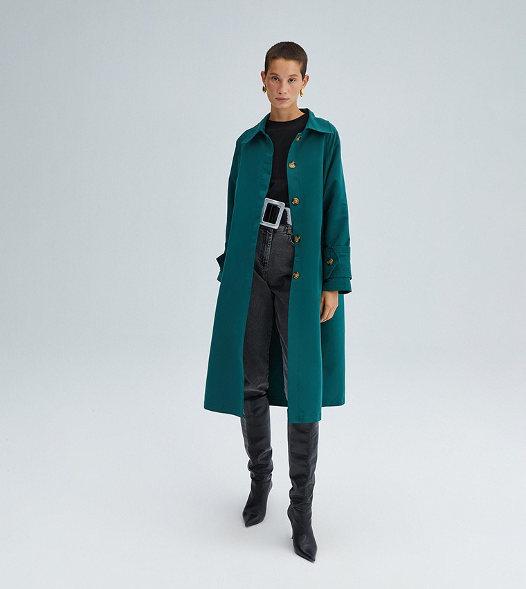 Emerald green trench coat top