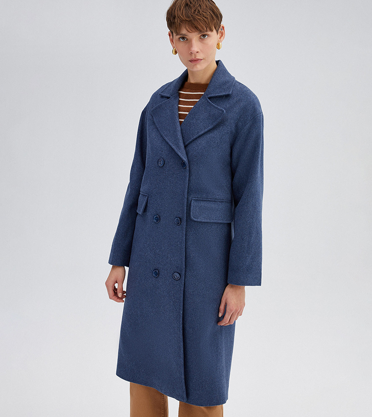 Double breasted fleece coat sales