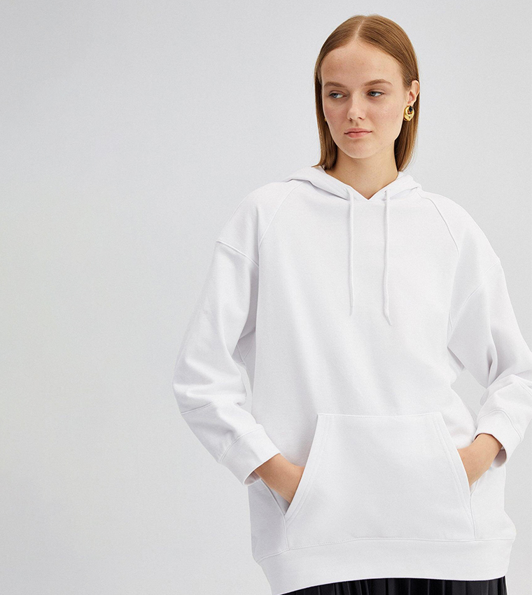 Solid hot sale white hoodie
