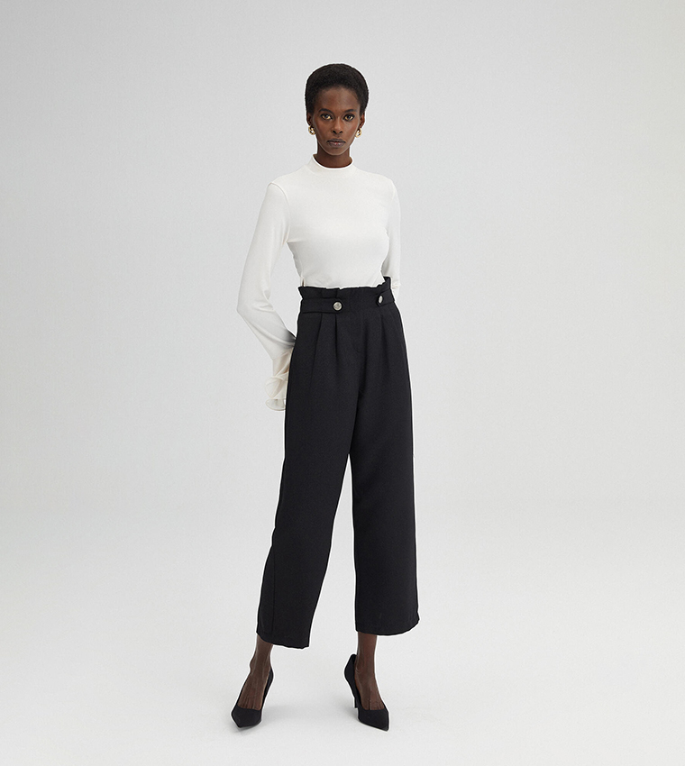 High waist wide leg sale cropped trousers