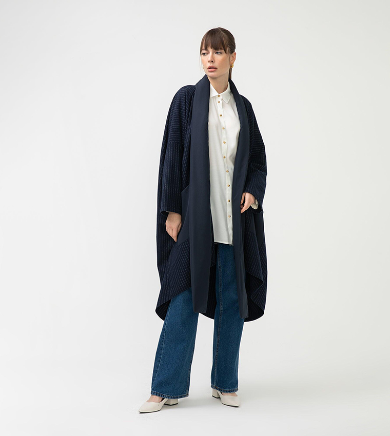 Navy duster coat best sale