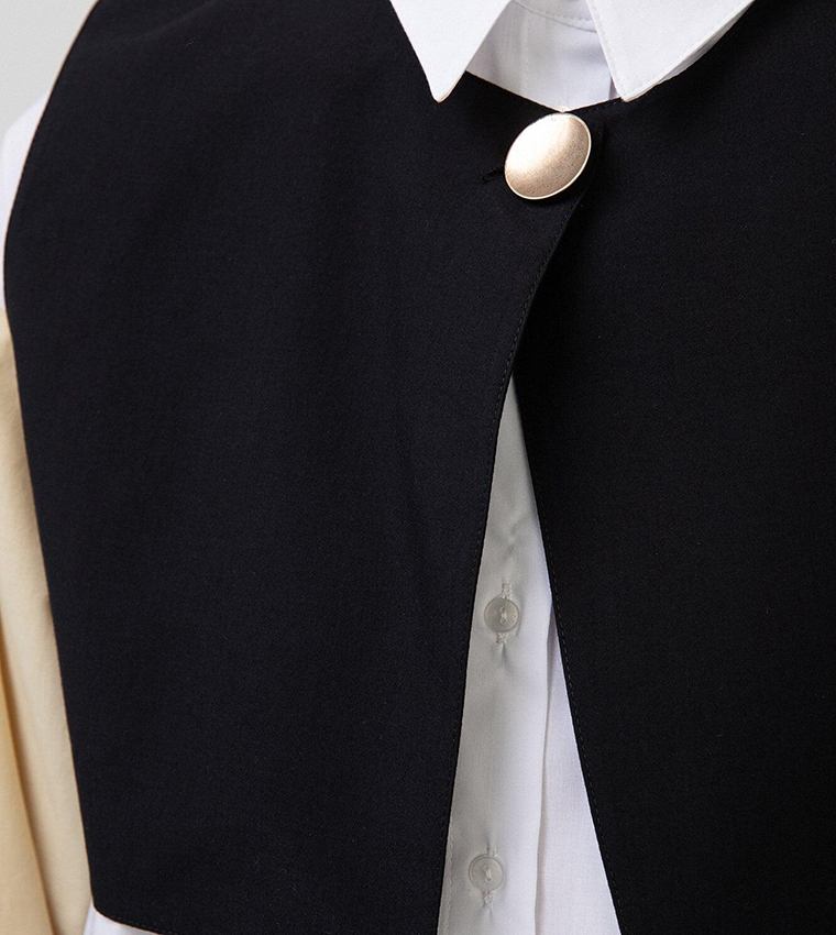 Solid Tie Detailed Waistcoat