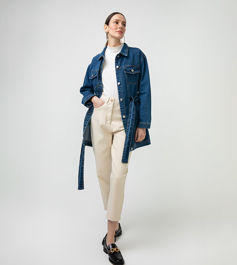 Longline jean jacket shop
