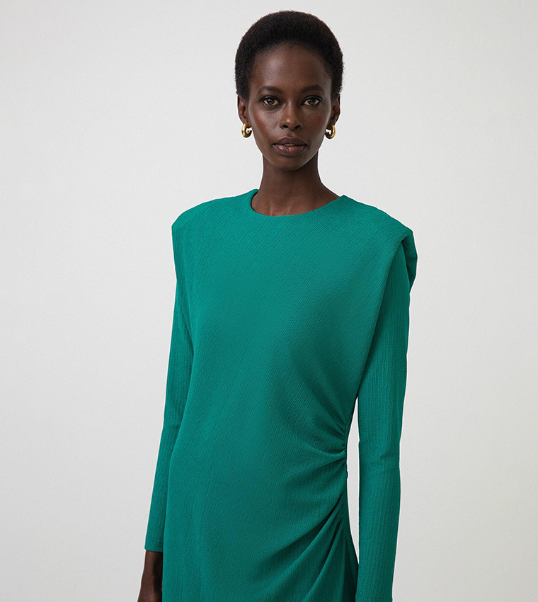 Buy Touch Shoulder Pad Ruched Waist Column Dress In Green | 6thstreet Saudi Arabia Buy Touch Shoulder Pad Ruched Waist Column Dress In Green | 6thstreet Saudi Arabia
