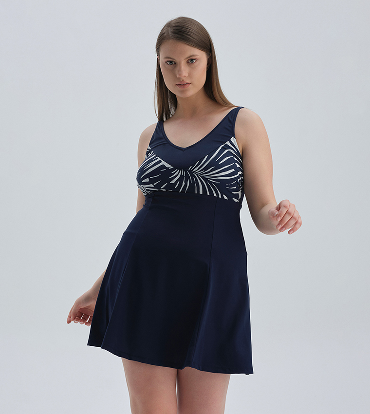 Buy Dagi Solid Dress Style Swimsuit In Blue 6thStreet UAE