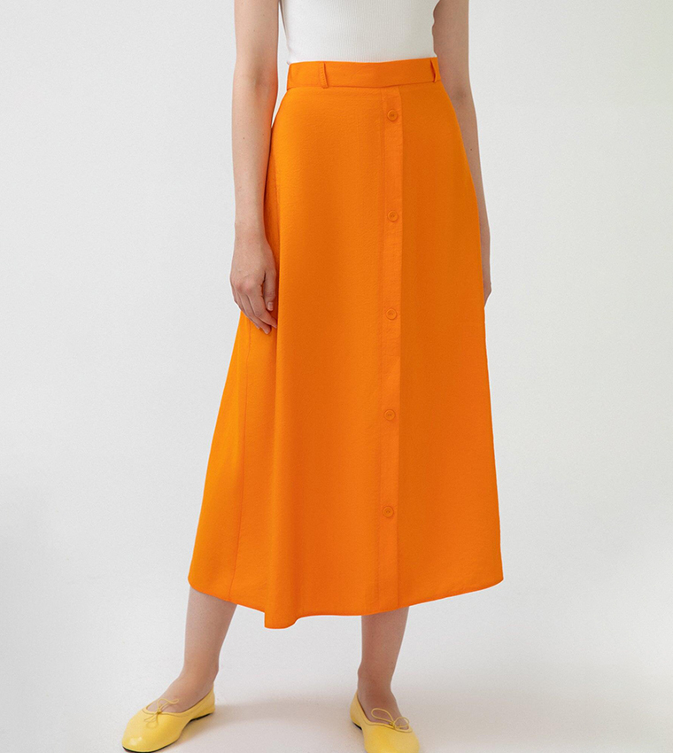 Orange skirt with buttons deals