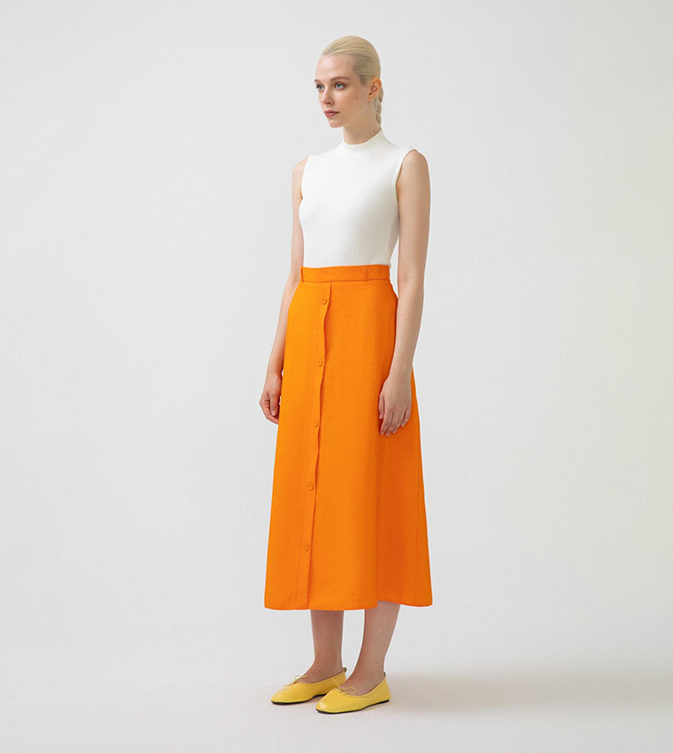 Orange skirt shop with buttons