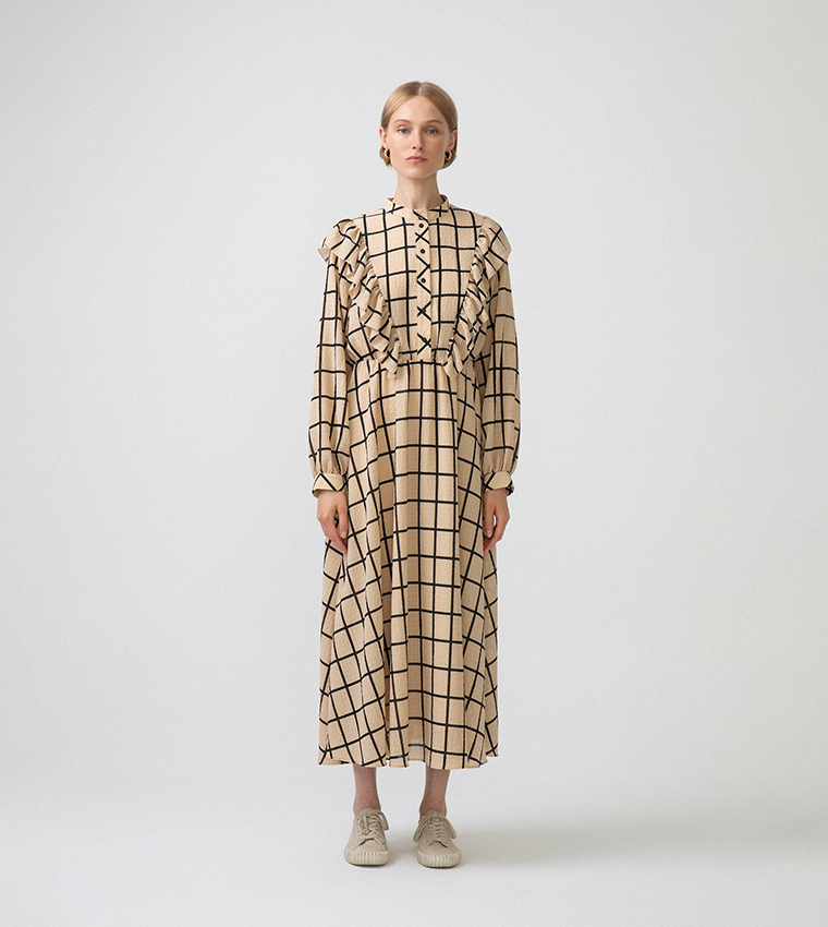 Buy Touché Plaid Ruffle Detail Maxi Dress In PLAID 6thStreet UAE