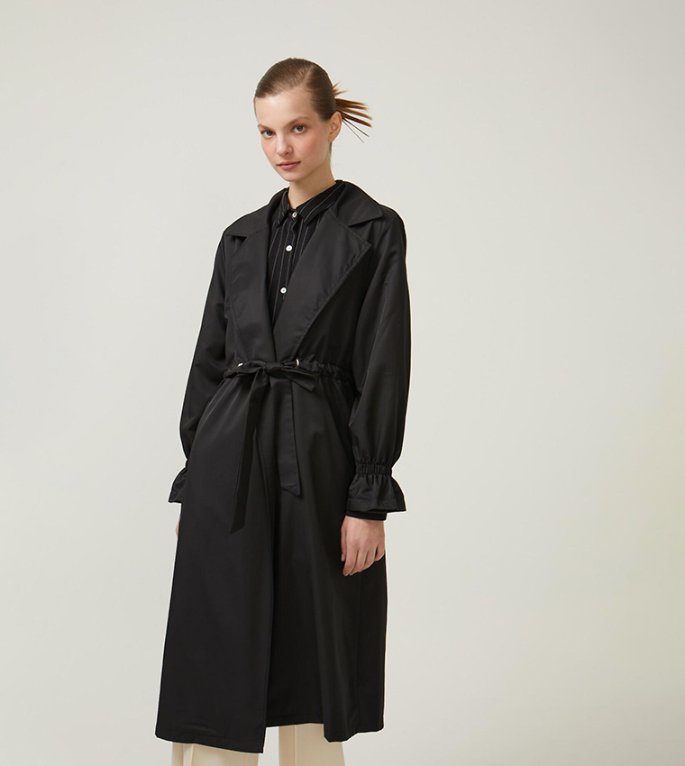 Oversized black trench coat shop