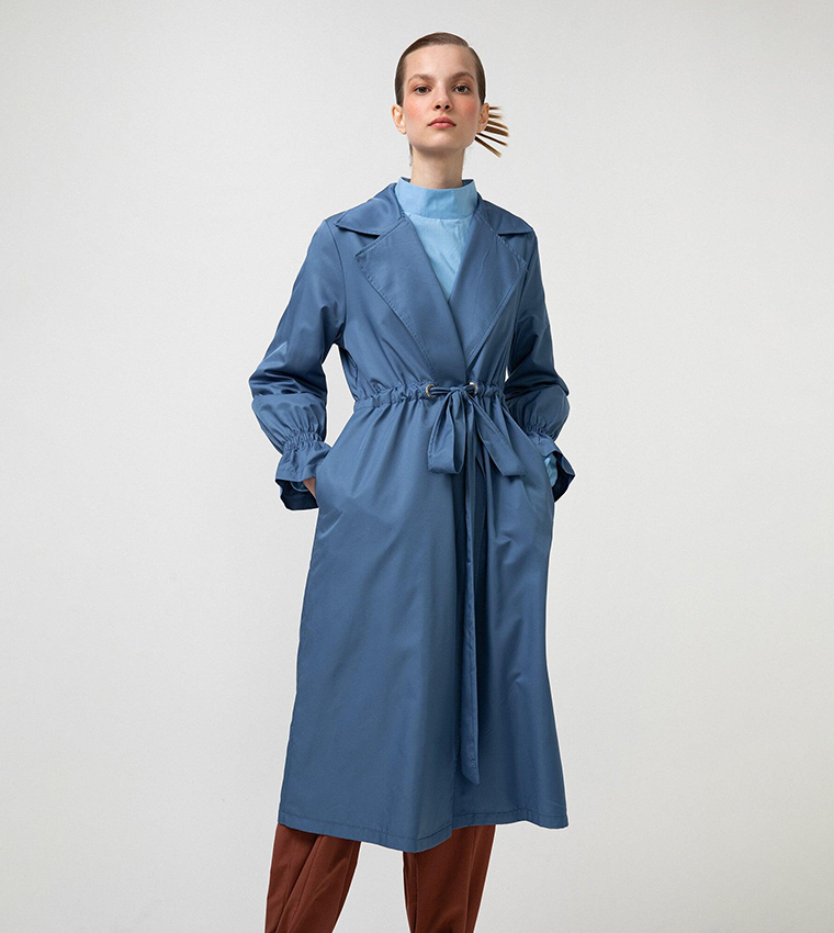 Drawstring Waist Trench Coat