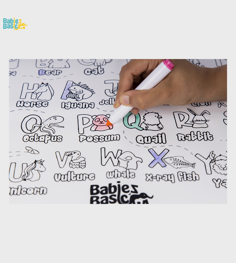 Coloring Mat with Pens and Travel Case - English Alphabet