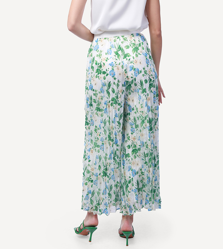 PLEATED WIDE LEG PANTS in Off White