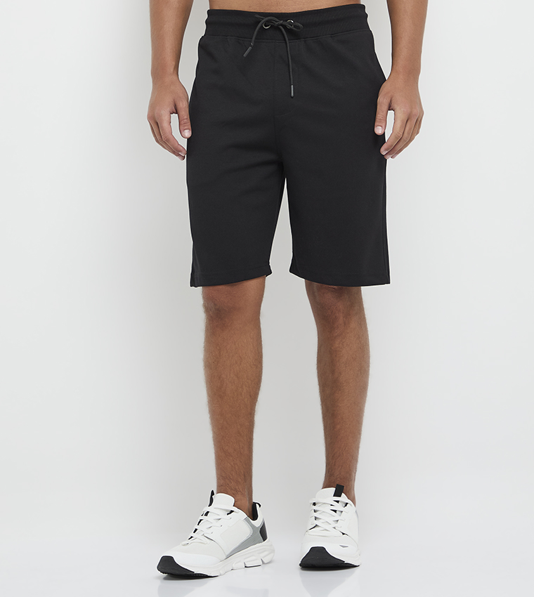 Solid Drawstring Waist Shorts