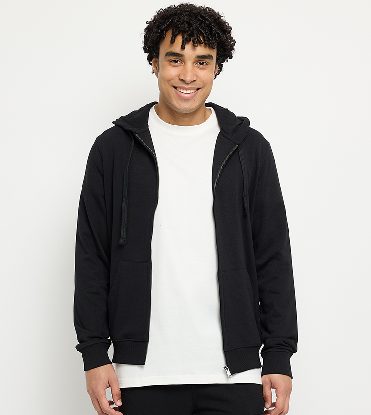 Zippered Long Sleeves Hooded Jacket