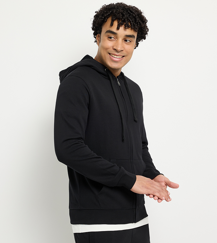 Zippered Long Sleeves Hooded Jacket
