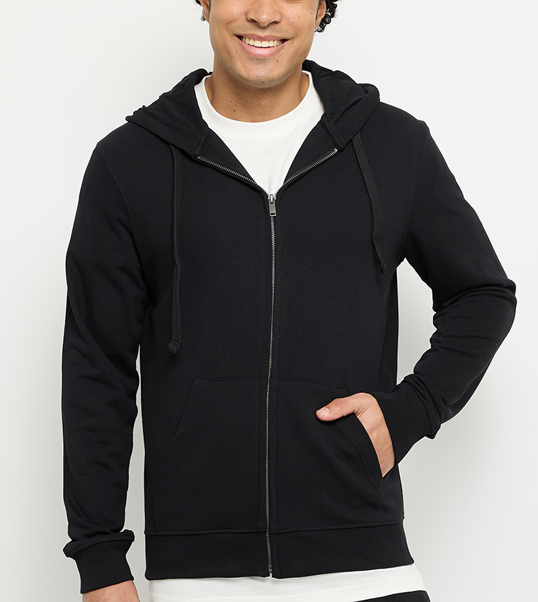 Zippered Long Sleeves Hooded Jacket