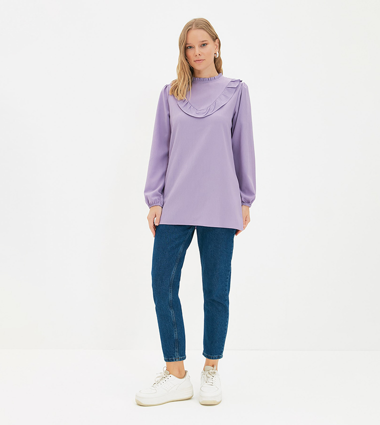KOMMI コミ　frill tunic Buy Trendyol Frill Detailed Tunic In Purple | 6thstreet Oman