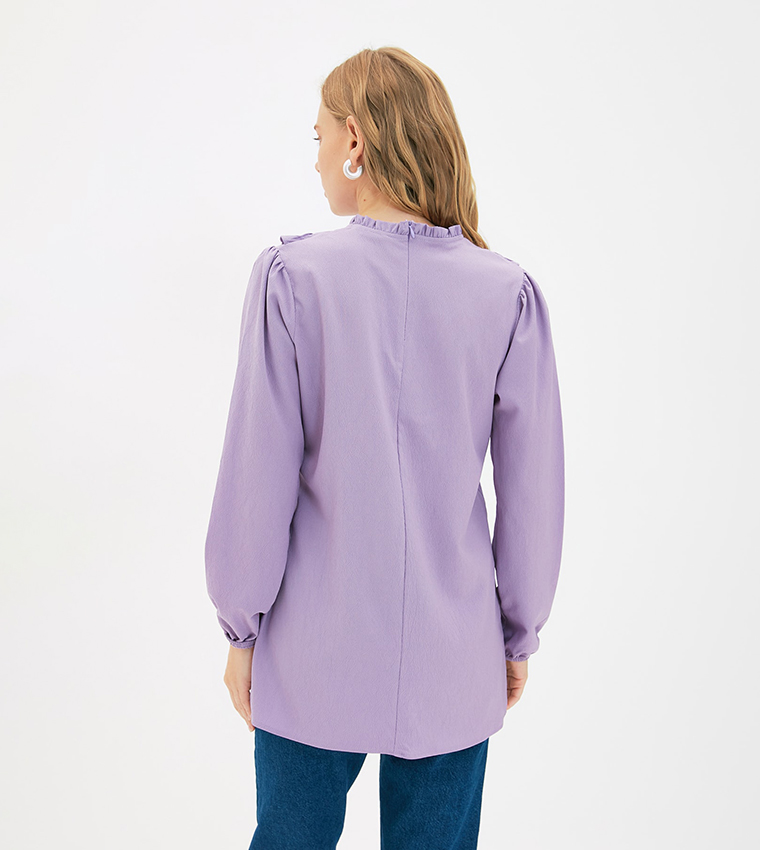 Buy Trendyol Frill Detailed Tunic In Purple | 6thstreet Oman