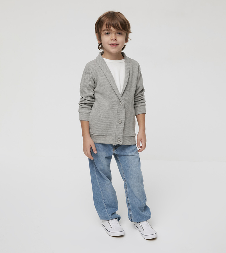 Boys grey cardigan hotsell