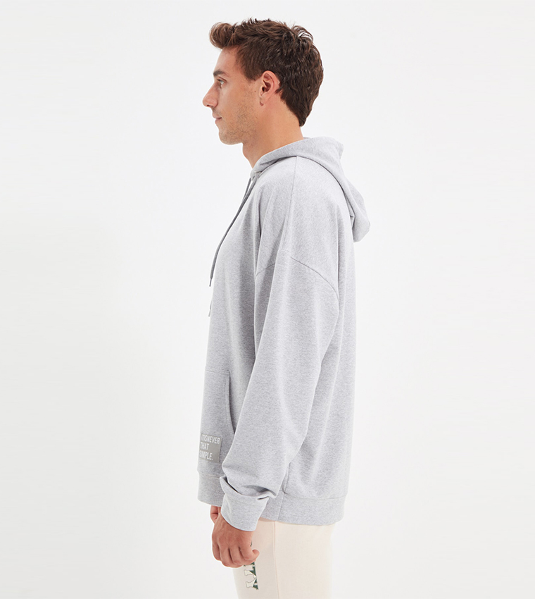 Hoodie Oversize Long Sleeved Label AppliquÃ© Basic Sweatshirt