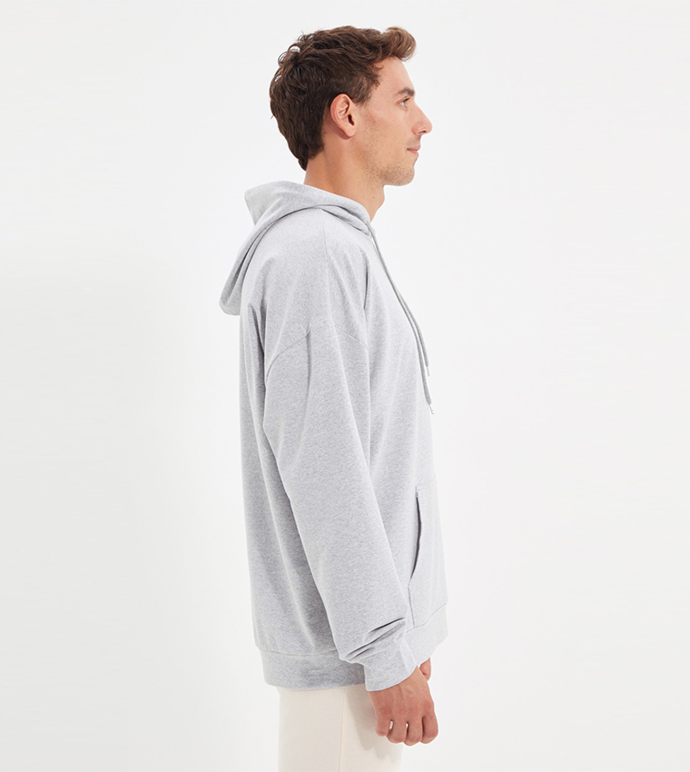 Hoodie Oversize Long Sleeved Label AppliquÃ© Basic Sweatshirt
