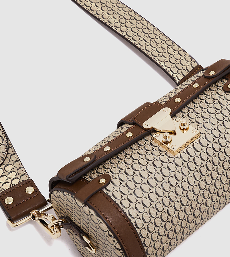 Buy Cuple Monogram Barrel Crossbody Bag With Coin Purse In Brown