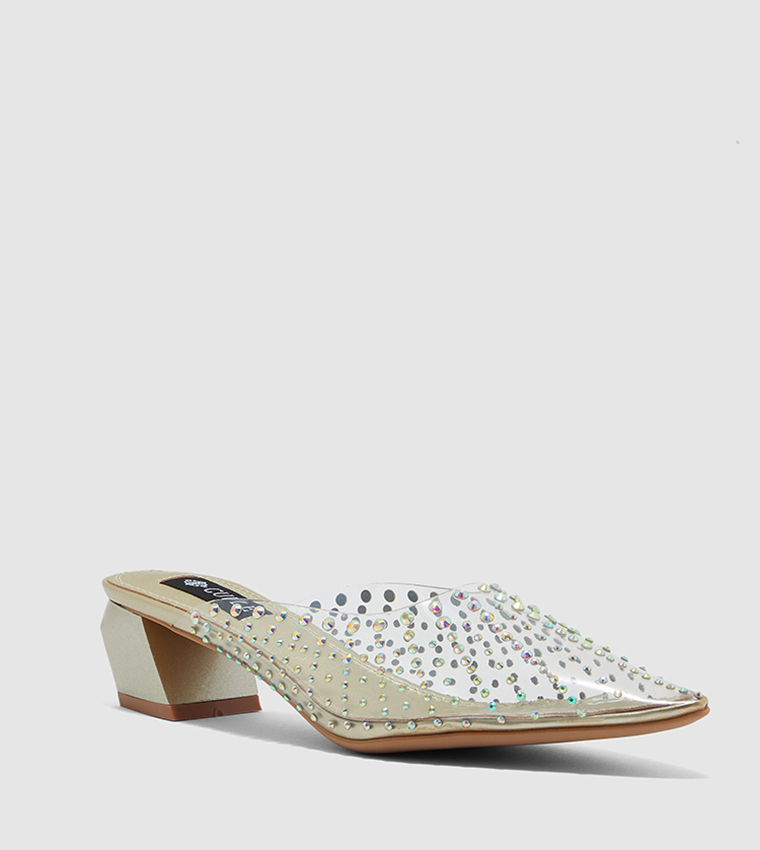 Embellished heeled mules hotsell